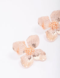 Rose Gold Medium Petal Flower Stud Earrings - link has visual effect only