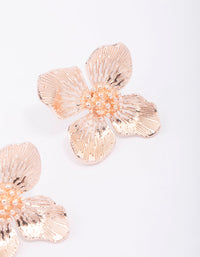 Rose Gold Medium Petal Flower Stud Earrings - link has visual effect only