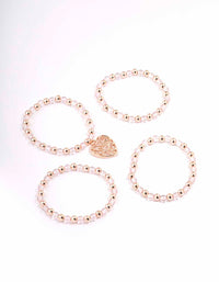 Rose Gold Beaded Heart Bracelet 4-Pack - link has visual effect only