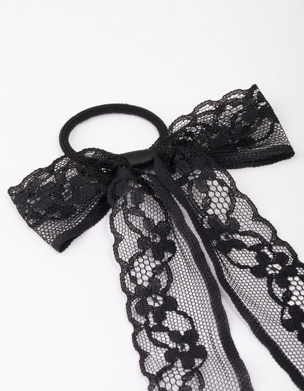 Black Lace Bow Hair Tie - Lovisa