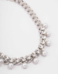 Silver Chunky Diamante & Pearl Choker - link has visual effect only