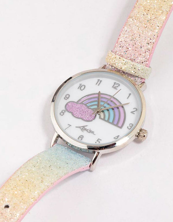 Kids Rainbow Glitter Faux Leather Watch