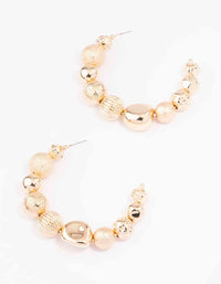 Gold Large Multi Ball Hoop Earrings - link has visual effect only