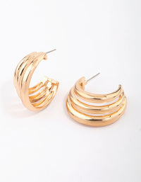 Gold Layered C-Shaped Illusion Hoop Earrings - link has visual effect only