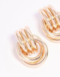 Gold Triple Row Wrapped Knotted Drop Earrings - link has visual effect only