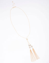 Gold Diamante Long Tassel Necklace - link has visual effect only