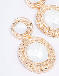 Gold Textured Double Pearl Drop Earrings - link has visual effect only