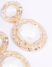 Gold Textured Double Pearl Drop Earrings - link has visual effect only