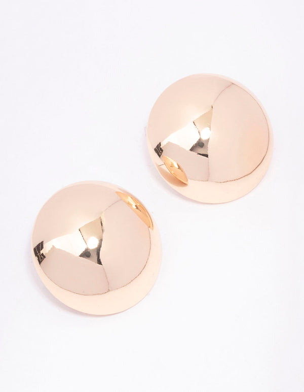 Gold Large Dome Stud Earrings