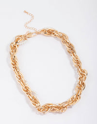 Gold Chunky Wavy Pearl Chain Necklace - link has visual effect only