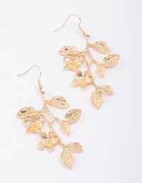 Gold Long Leaves Drop Earrings - link has visual effect only