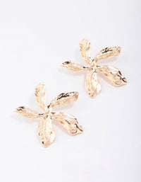 Gold Large Flower Stud Earrings - link has visual effect only