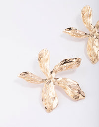 Gold Large Flower Stud Earrings - link has visual effect only