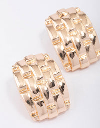 Gold Square Textured Stud Earrings - link has visual effect only