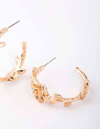 Gold Rose Hoop Earrings - link has visual effect only