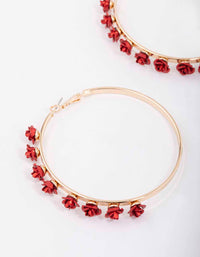 Gold Linear Rose Hoop Earrings - link has visual effect only