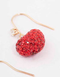 Gold & Red Glamorous Puffy Heart Drop Earrings - link has visual effect only