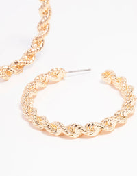 Gold Rope Twisted Hoop Earrings - link has visual effect only