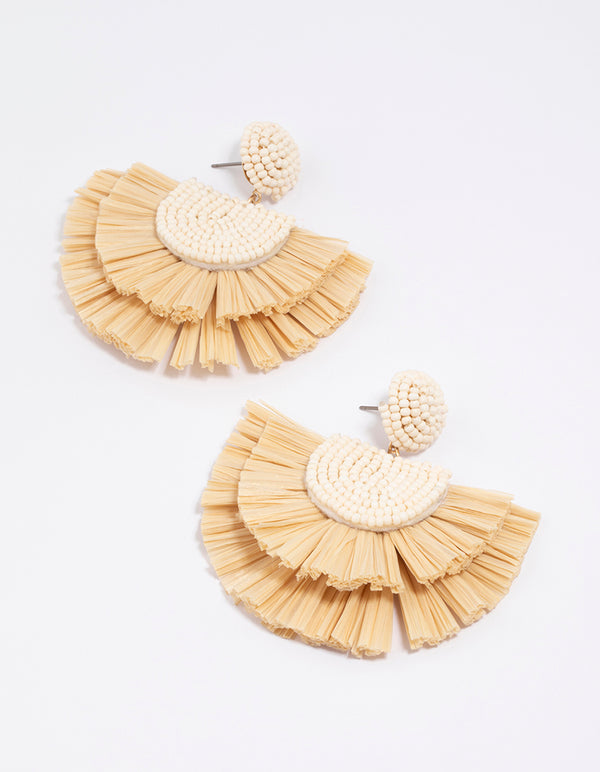 Gold Raffia Fanned Drop Earrings