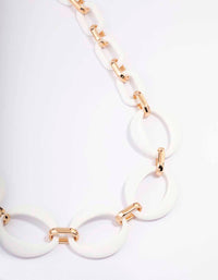 Gold Mixed Oval Link Short Necklace - link has visual effect only