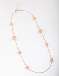 Rose Gold Decorative Diamante Long Necklace - link has visual effect only