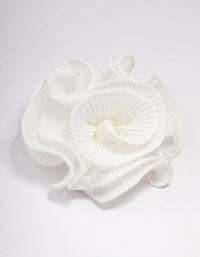 White Fabric Plisse Spiral Floral Hair Clip - link has visual effect only