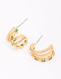 Gold Plated Layered Crystal Illusion Hoop Earrings - link has visual effect only