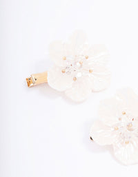 Gold Iridescent Detailed Flower Hair Clip Pack - link has visual effect only