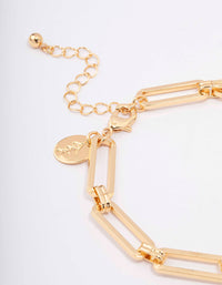 Gold Plated Rectangular Link Bracelet - link has visual effect only