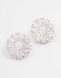 Silver Cubic Zirconia Pear Wreath Stud Earrings - link has visual effect only