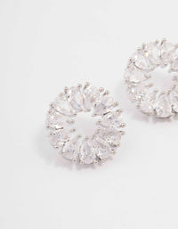 Silver Cubic Zirconia Pear Wreath Stud Earrings - link has visual effect only