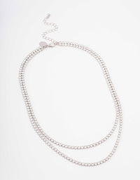 Rhodium Cubic Zirconia Round Cup Chain Layered Necklace - link has visual effect only