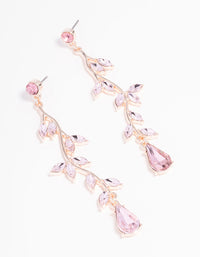 Rose Gold Pink Diamante Leaf Drop Earrings - link has visual effect only