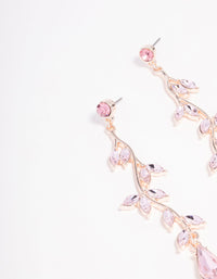 Rose Gold Pink Diamante Leaf Drop Earrings - link has visual effect only