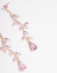 Rose Gold Pink Diamante Leaf Drop Earrings - link has visual effect only