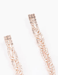 Rose Gold Diamante Twisted Chain Drop Earrings - link has visual effect only