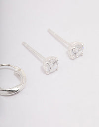 Sterling Silver Cubic Zirconia & Twisted Hoop Earrings - link has visual effect only