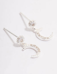 Sterling Silver Cubic Zirconia Drop Stud Earrings - link has visual effect only