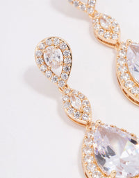 Gold Large Triangular Pear Crystal Drop Earrings - link has visual effect only