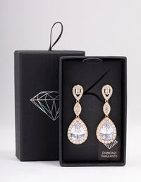 Gold Large Triangular Pear Crystal Drop Earrings - link has visual effect only