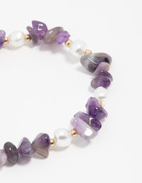 Amethyst Semi Precious Chip And Pearl Bracelet - link has visual effect only