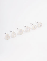 Silver Mixed Cubic Zirconia Stud Earring 3-Pack - link has visual effect only