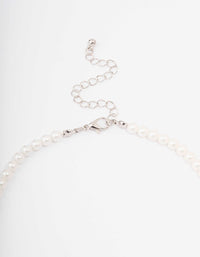 Silver Pearl & Solitaire Diamante Pendant Necklace - link has visual effect only