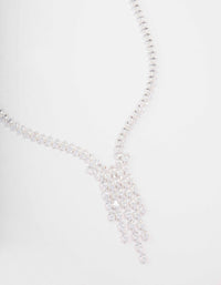 Silver Cubic Zirconia Marquise Drop Necklace - link has visual effect only