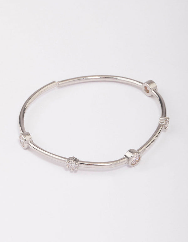 Silver Skinny Cubic Zirconia Wrist Cuff