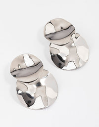 Silver Double Wave Disc Drop Earrings - link has visual effect only