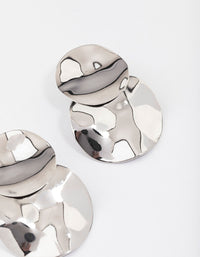 Silver Double Wave Disc Drop Earrings - link has visual effect only