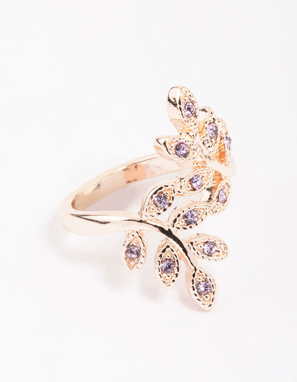 Rose Gold Floral Leaf Wrap Ring