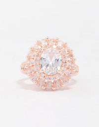 Rose Gold Glistening Cubic Zirconia Oval Cocktail Ring - link has visual effect only