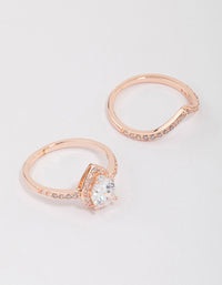 Rose Gold Crowned Pear Diamante Ring - link has visual effect only